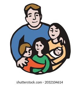 big family vector logo illustration