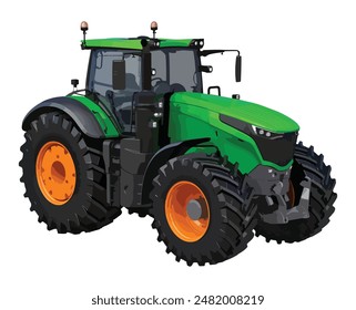 big farm machine art design logo icon sign symbol soil large heavy tire tires power model wheel wheels green John Deere New jcb Iseki CLAAS cute baby barn work vector
