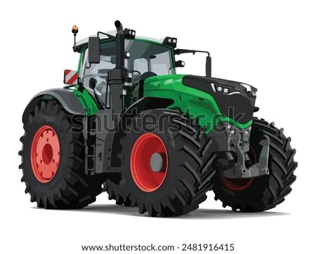 big farm machine art design logo icon sign symbol soil large heavy tire tires power model wheel wheels green John Deere New jcb Iseki CLAAS cute baby barn work vector
