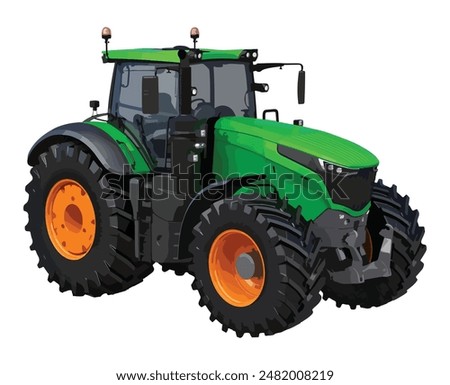 big farm machine art design logo icon sign symbol soil large heavy tire tires power model wheel wheels green John Deere New jcb Iseki CLAAS cute baby barn work vector
