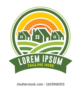 Big Farm vector illustration logo with 3 barn, perfect for farm logo
