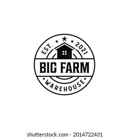 Big farm warehouse vintage retro hipster logo design elements. Logo can be used for icon, brand, identity, symbol, and badge