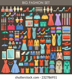 Big fashion set. vector