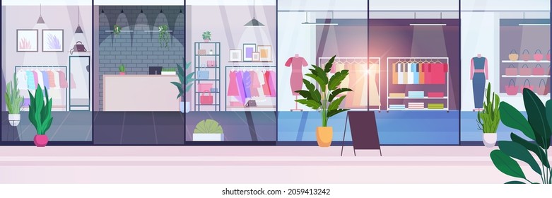 big fashion shop super market female clothes shopping mall interior banner