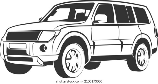 Big fast car logo. Effective vehicle icon