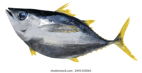 Big fat Bluefin tuna with big eyes (photo retouch, cutout character style illustration)