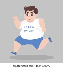 Big Fat Man Running Want To Lose Weight, Diet Weight Loss Healthcare Concept  Concept