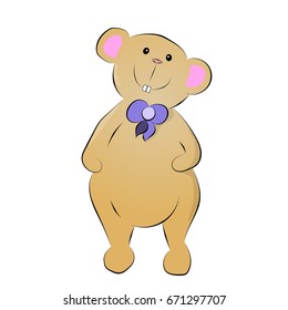 Big fat mouse in cartoon style on the white background.