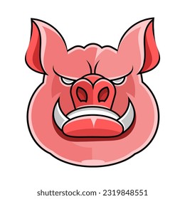 Big fat pig. Vector illustration of big fat pig isolated on white background. Flat style, side view.