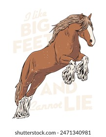Big Feet Horse Vector Illustration