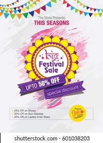 Big Festival Sale Poster Design with 50% Discount Tag