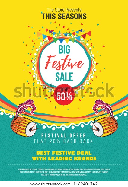 Big Festival Sale Poster Design Layout Template\
Background Design with 50% Discount Tag - A4 Size Festival Sale\
Poster Design Template