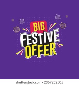 Big Festive Offer Logo Vector Template. Sales, Offer, Discounts, Advertising, Marketing