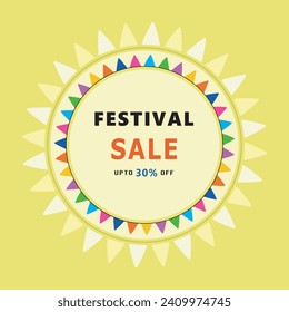 Big Festive Sale Advertisement Template for all Indian festivals, discounts Upto 30% Off banner, Illustration of Festival Sale and promotion banner