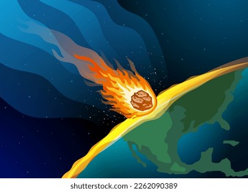 Big Fiery Meteor hitting the earth