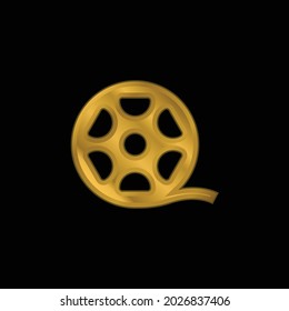 Big Film Roll gold plated metalic icon or logo vector