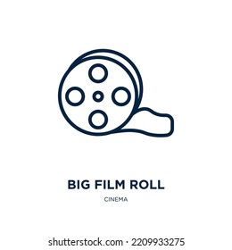 big film roll icon from cinema collection. Thin linear big film roll, big, video outline icon isolated on white background. Line vector big film roll sign, symbol for web and mobile