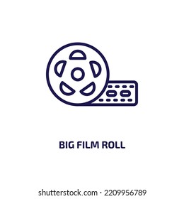 big film roll icon from cinema collection. Thin linear big film roll, movie, roll outline icon isolated on white background. Line vector big film roll sign, symbol for web and mobile