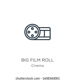 Big film roll icon. Thin linear big film roll outline icon isolated on white background from cinema collection. Line vector sign, symbol for web and mobile