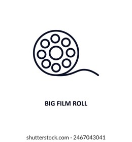 big film roll outline icon.  Thin line icon from cinema collection. Editable vector isolated on white background