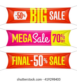 Big, Final and Mega Sale vinyl banners. Vector. 