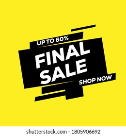 Big final sale banner. Up to 50 percent off sticker, label, badge. Vector