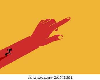 Big finger points the way for businessmen