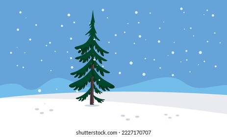 big fir tree under the snow
