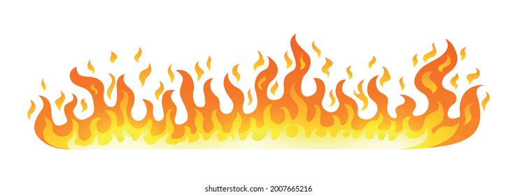Big fire flame in cartoon style, isolated on white background. Vector illustration in flat cartoon style 