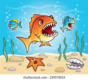 Big Fish About To Chomp A Little Fish