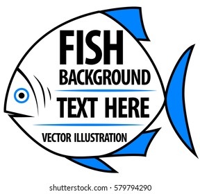 Big fish background for text. Fish frame. Vector illustration.