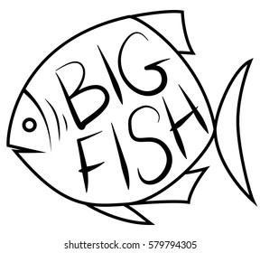 Big fish background for text. Fish frame. Vector illustration.