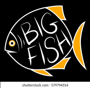 Big fish background for text. Fish frame. Vector illustration.