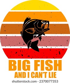 BIG FISH AND I CAN LIE T-Shirt Gift Men's Funny Fishing t shirts design, Vector graphic, 