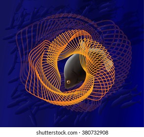 Big fish is caught in net. Vector