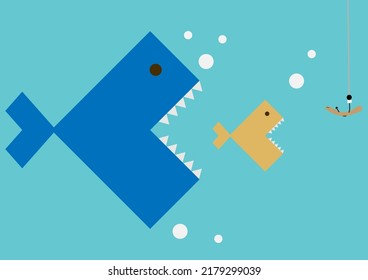 big fish eat little fish vector illustration