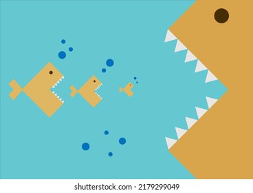 big fish eat little fish vector illustration