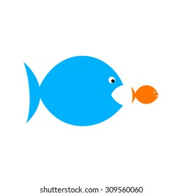 big fish eat small fish, boss pressure on employee concept design vector