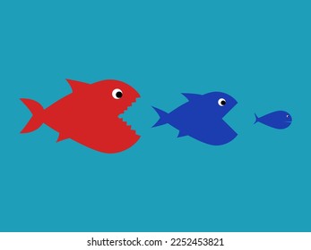 Big fish eat small fish. Competition and mergers. predator and prey vector