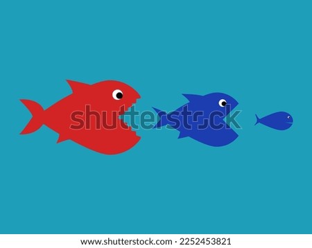 Big fish eat small fish. Competition and mergers. predator and prey vector