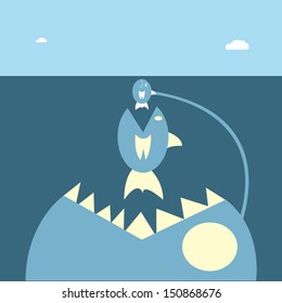 Big fish eat small fish,Vector cartoon business
