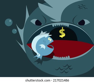 Big fish eats little fish (business concept)