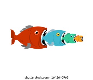 Big Fish eats small fish. Predatory fish with open mouth
