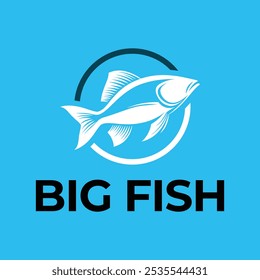 Diseño minimalista del logotipo de Big Fish Flat