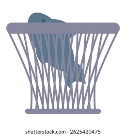 Peixe grande sendo pego usando rede de pesca, indústria de pesca e indústria de frutos do mar ilustração