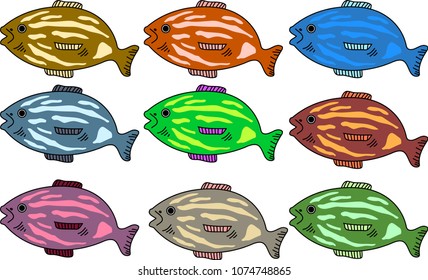 Big fish illustration set