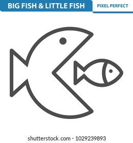 Big Fish & Little Fish Icon. Professional, Pixel Perfect Icons Optimized For Both Large And Small Resolutions. EPS 8 Format. 12x Size For Preview.