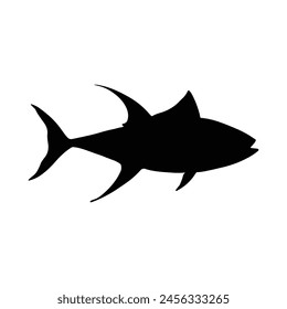 Big Fish silhouette in line art style. Fish vector by hand drawing. Fish tattoo on white background. Black and white fish vector on white background. Marine animal illustration. Marine life animal