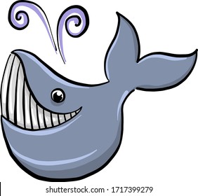 Big fish with teeth, illustration, vector on white background
