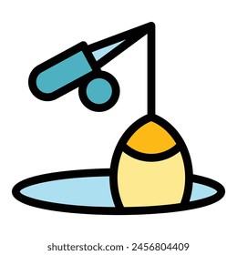 Big fish winter icon outline vector. Ice fishing. Lake winter color flat